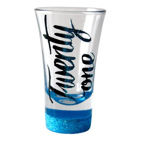 21ST TEAL SHOT GLASS 