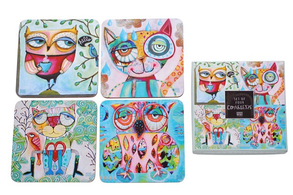 WISE CRITTERS COASTERS SET